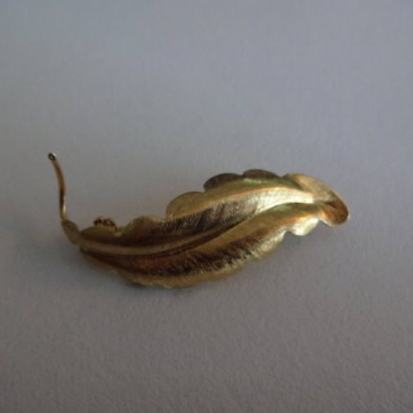 Vintage feather brooch 18K yellow gold 1980 - Picture 3 of 5